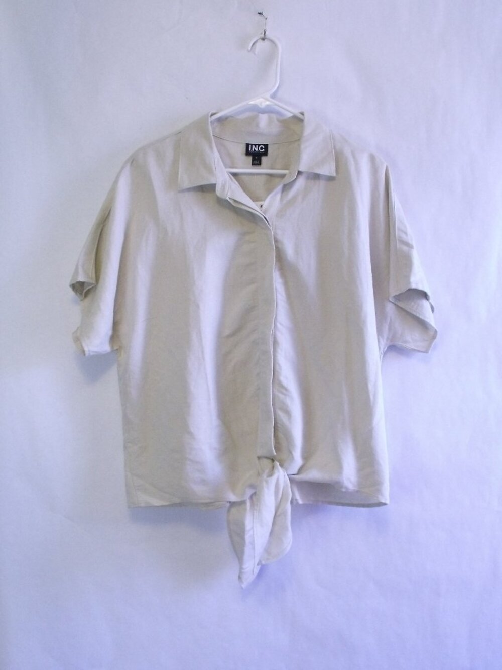 INC International Concepts Beige Tie Front Top